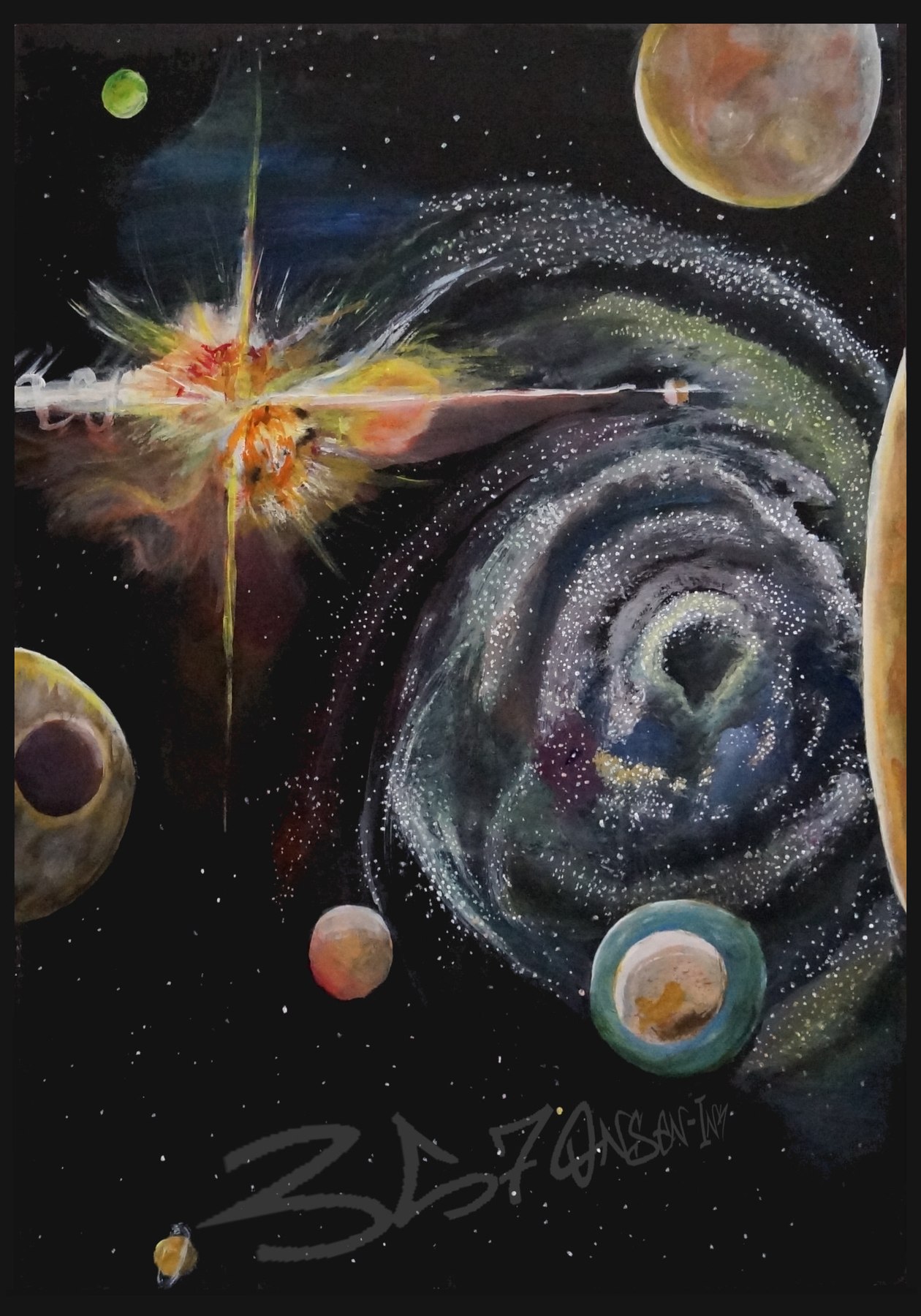 Dunkle, atmosphärische Weltraumlandschaft